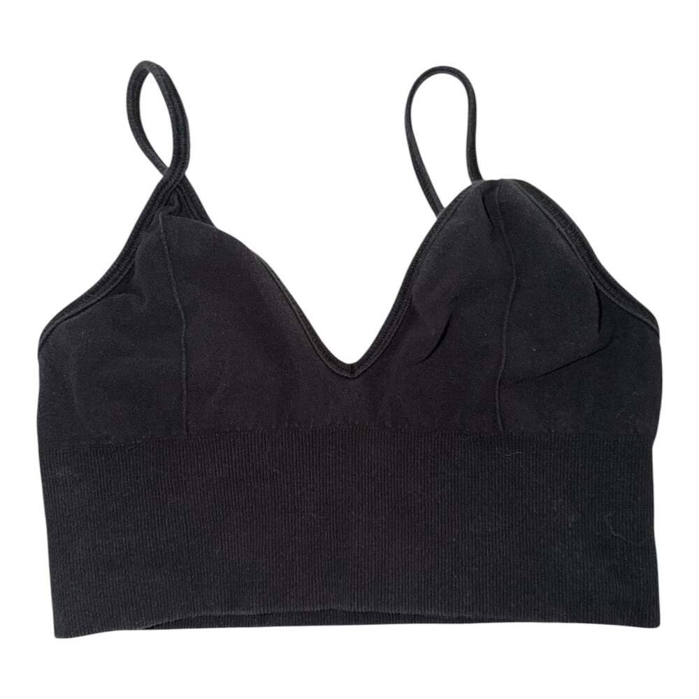 Alo Yoga Seamless Ribbed Bralette Crop Top Black Size S